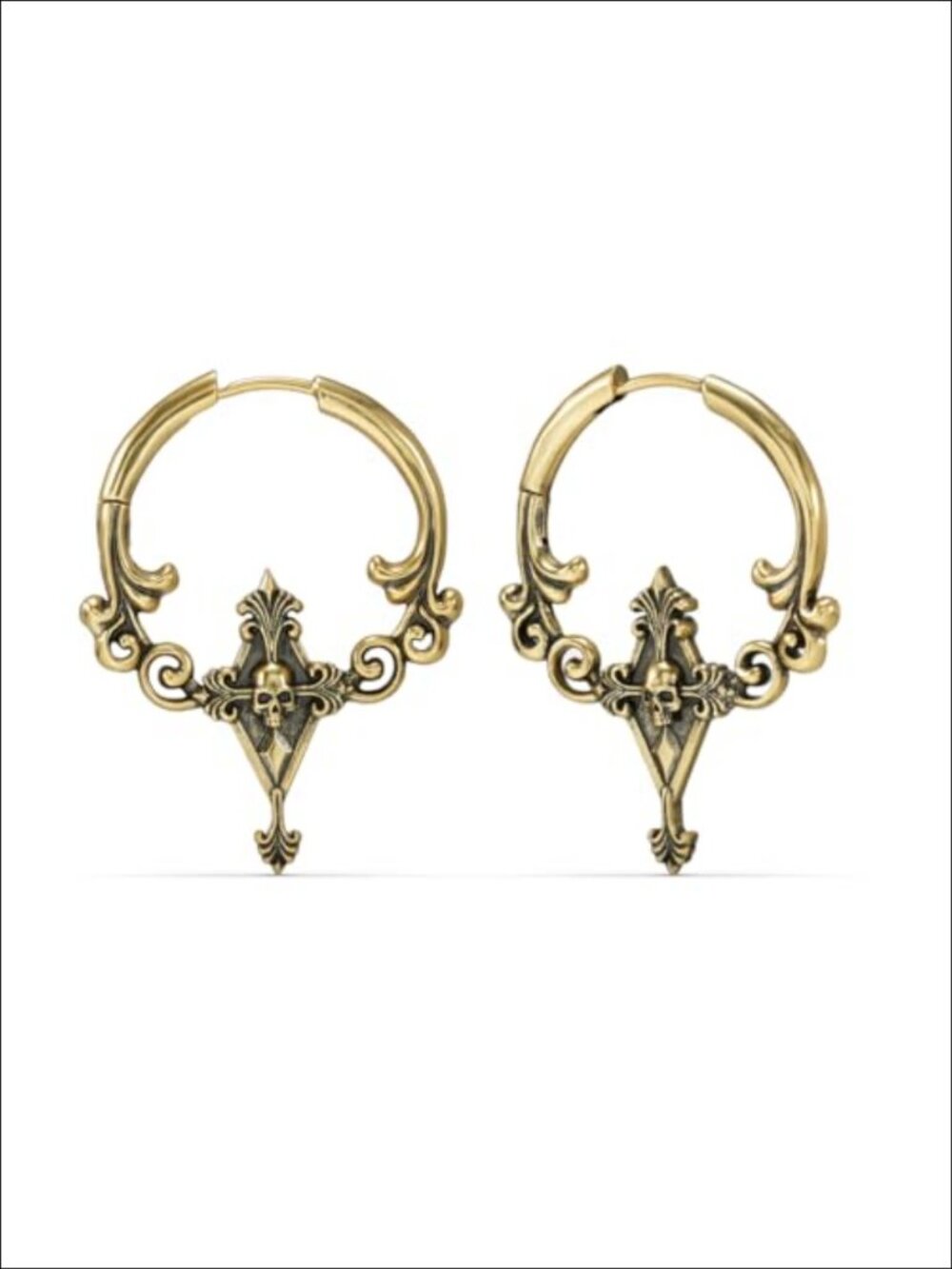 Gothic Drop Earrings 18K Gold Plated Brass 925 Sterling Silver 18G